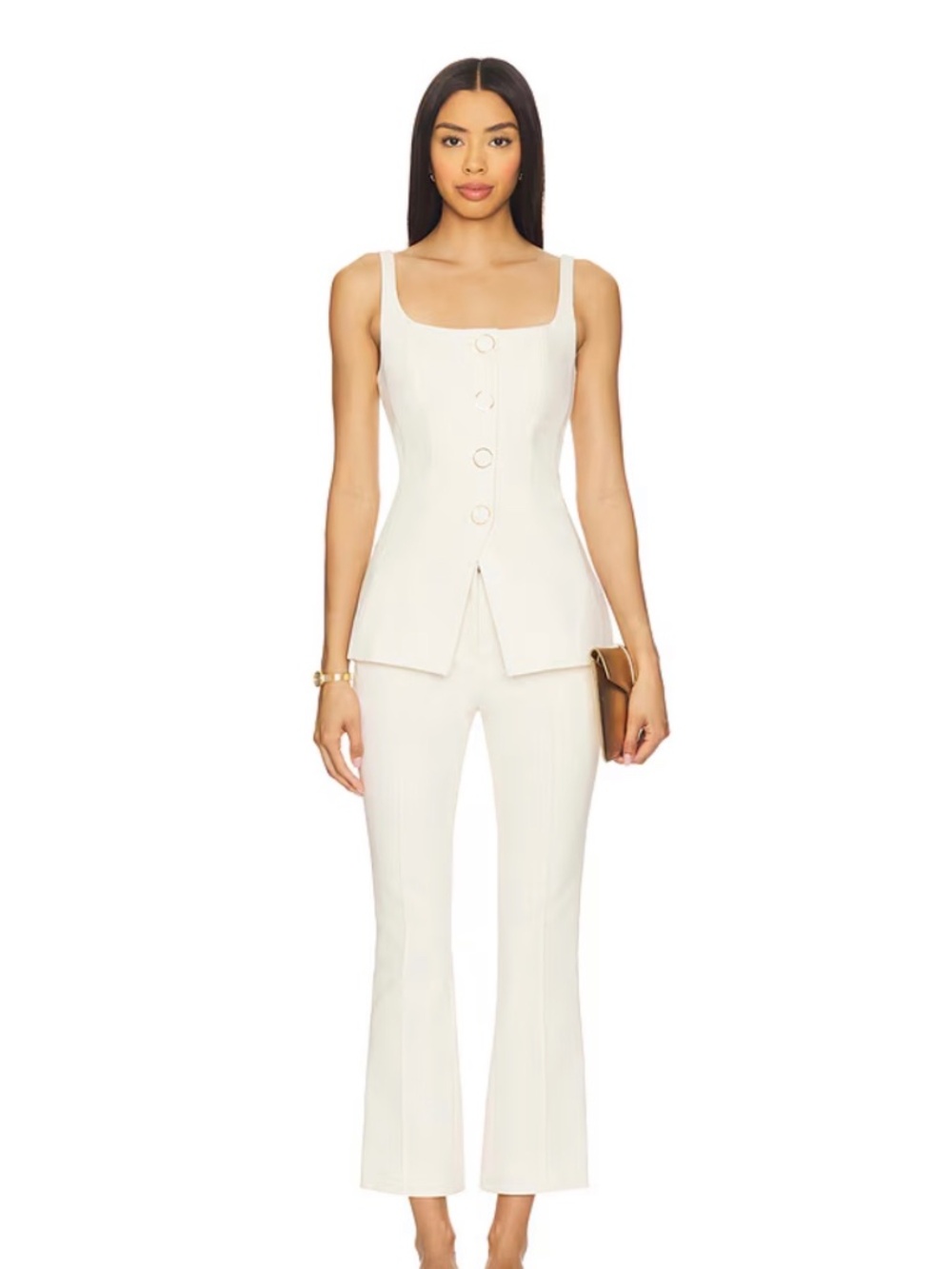 Veronica Beard Kimra Straight-Leg Pant Ecru US 16